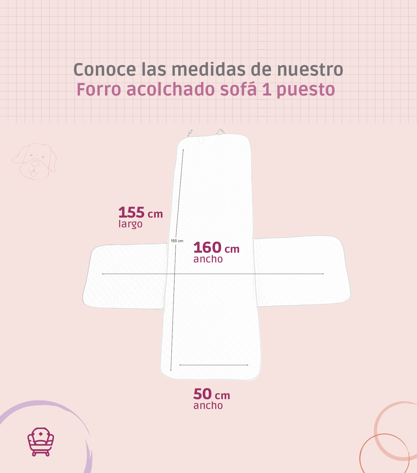 Forro acolchado para sofá 1 puesto