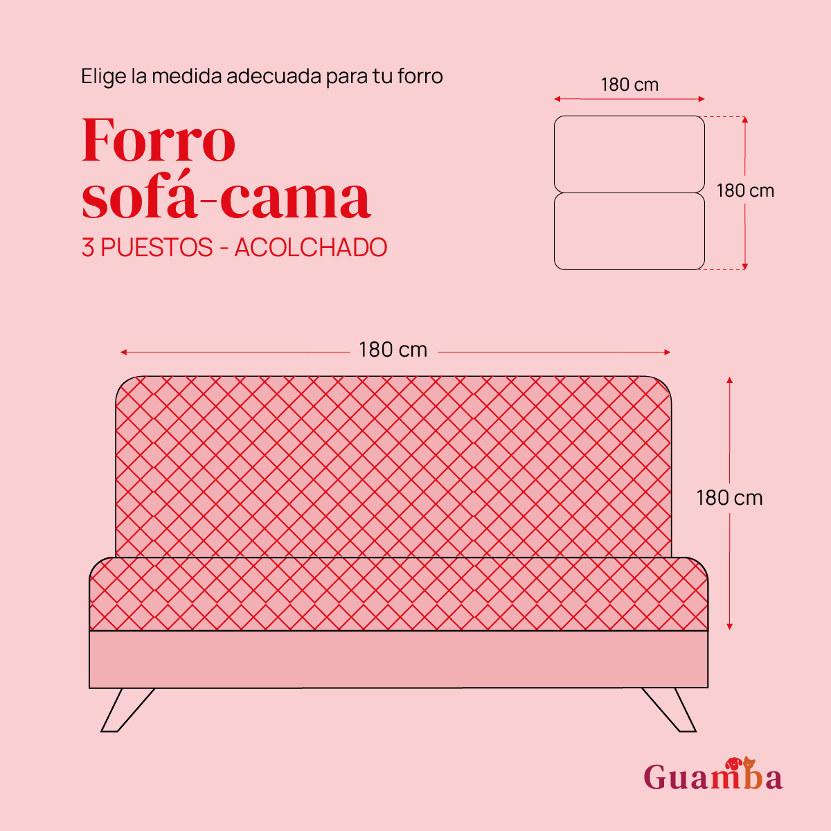 Forro acolchado para sofá cama 3 puestos