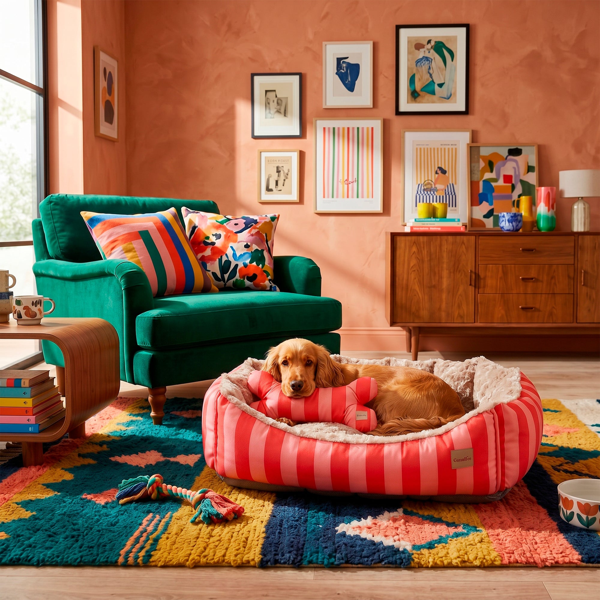 Decoración pet-friendly 2026: colores, rayas y accesorios para mascotas con diseño