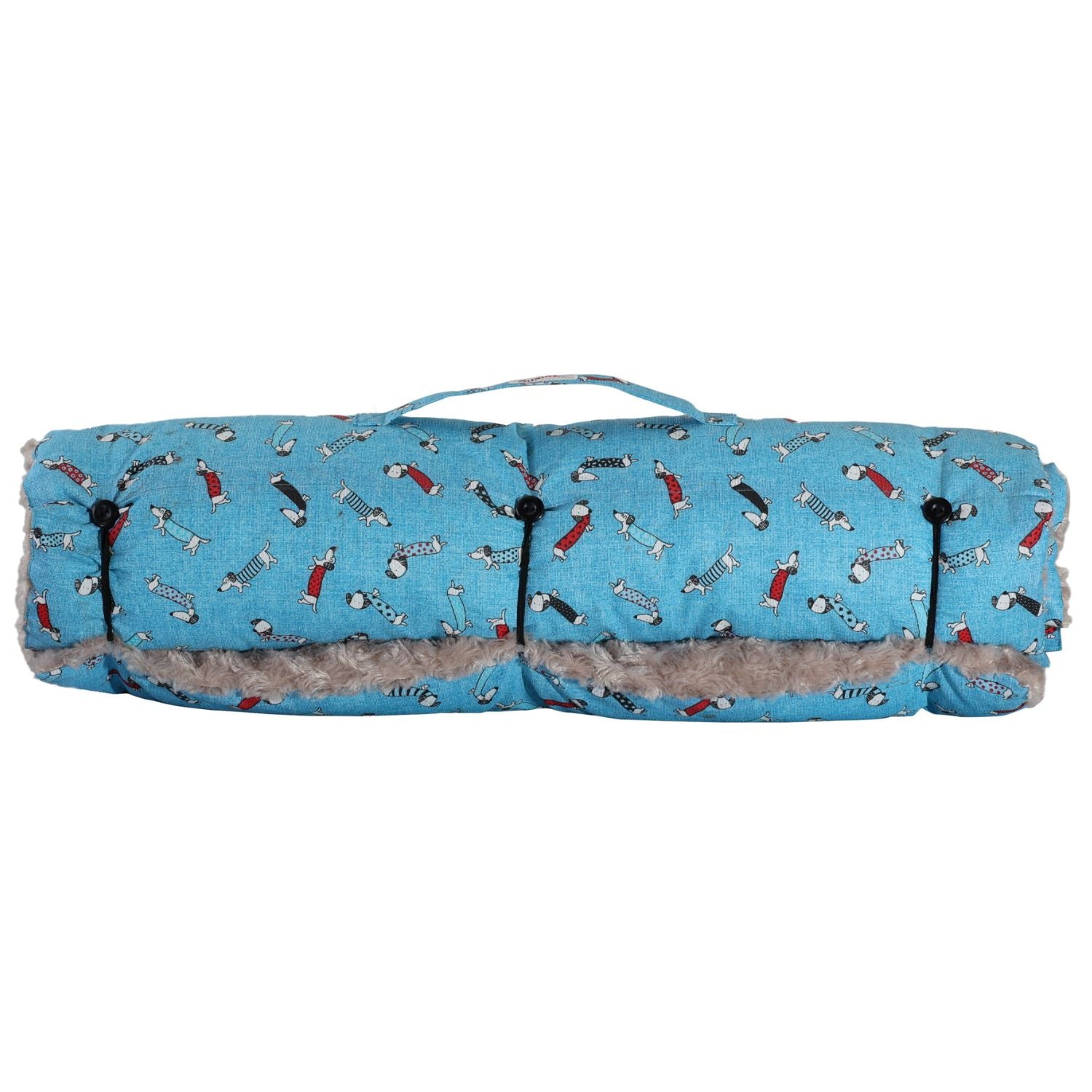 Cama para perro portable Guamba Travel Roll Teckel Azul