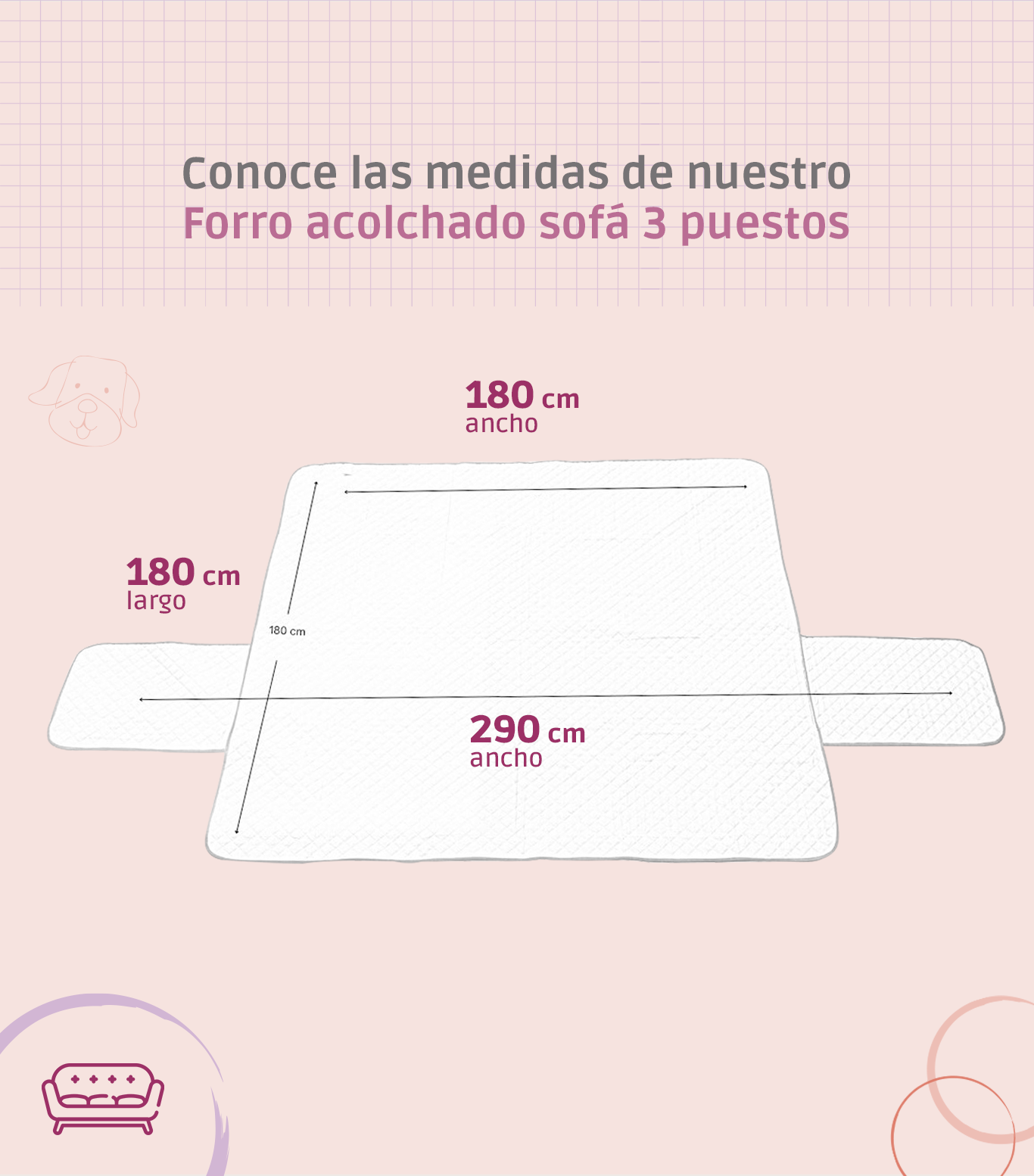 Forro Acolchado Sofá Cama 3 Puestos