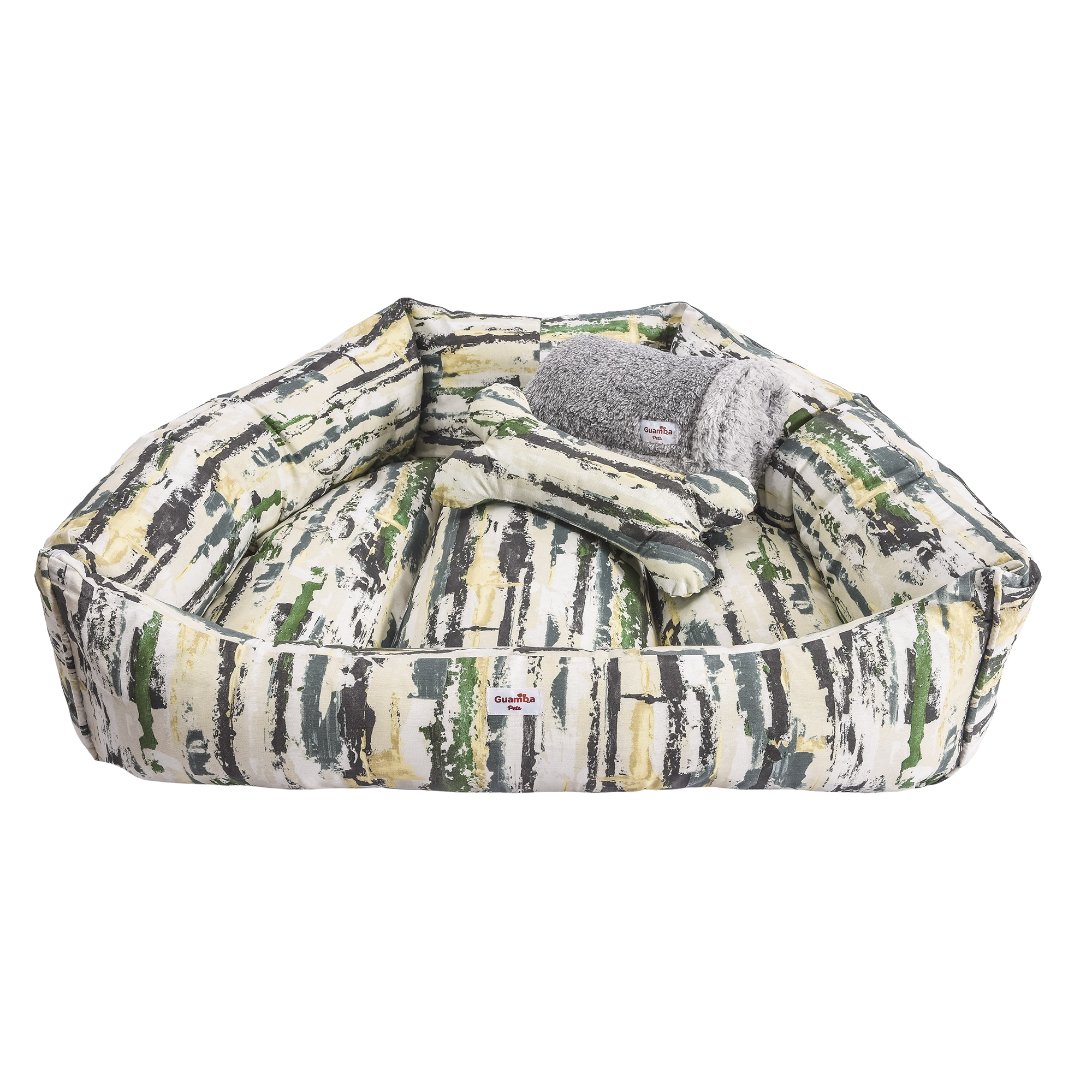cama dona para perros con manta de colores grande