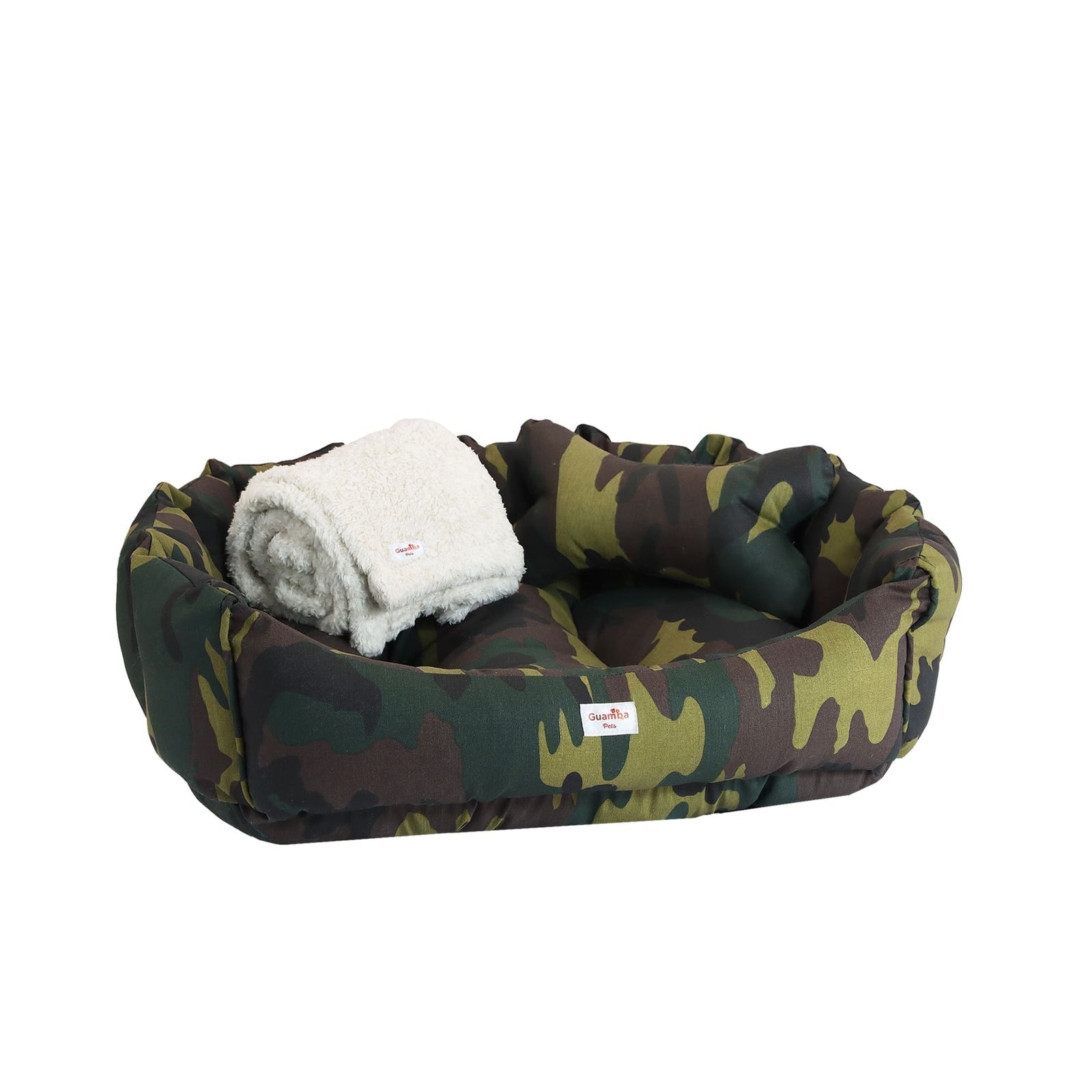 Combo Cama para perro Camuflaje